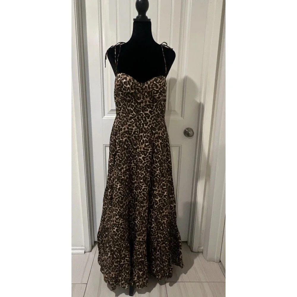 Petal & Pup Ayana Leopard Print Fit & Flare Midi Dress Size L - Picture 8 of 16